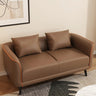 Orange Leather Tuxedo Arm Tight Back Black Leg Loveseat Image - 20