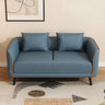 Orange Leather Tuxedo Arm Tight Back Black Leg Loveseat Image - 5