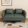 Orange Leather Tuxedo Arm Tight Back Black Leg Loveseat Image - 9