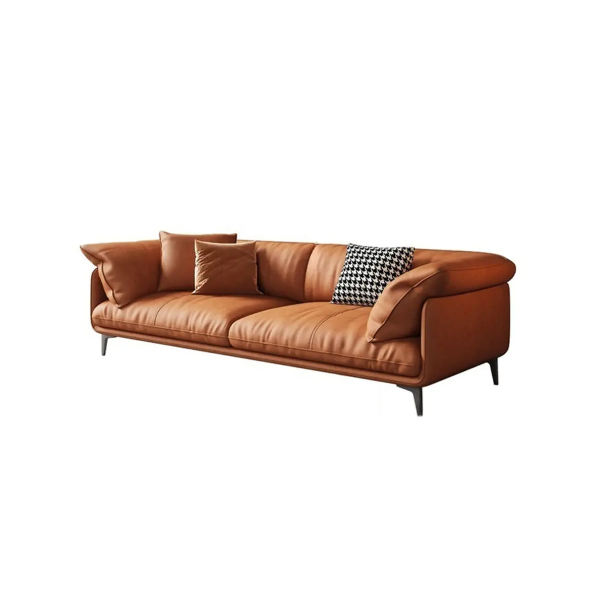 Orange Loose Back Pillow Top Arm Latex Fill Sofa Image - 10
