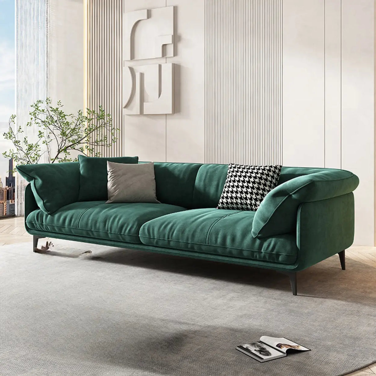 Orange Loose Back Pillow Top Arm Latex Fill Sofa Image - 18