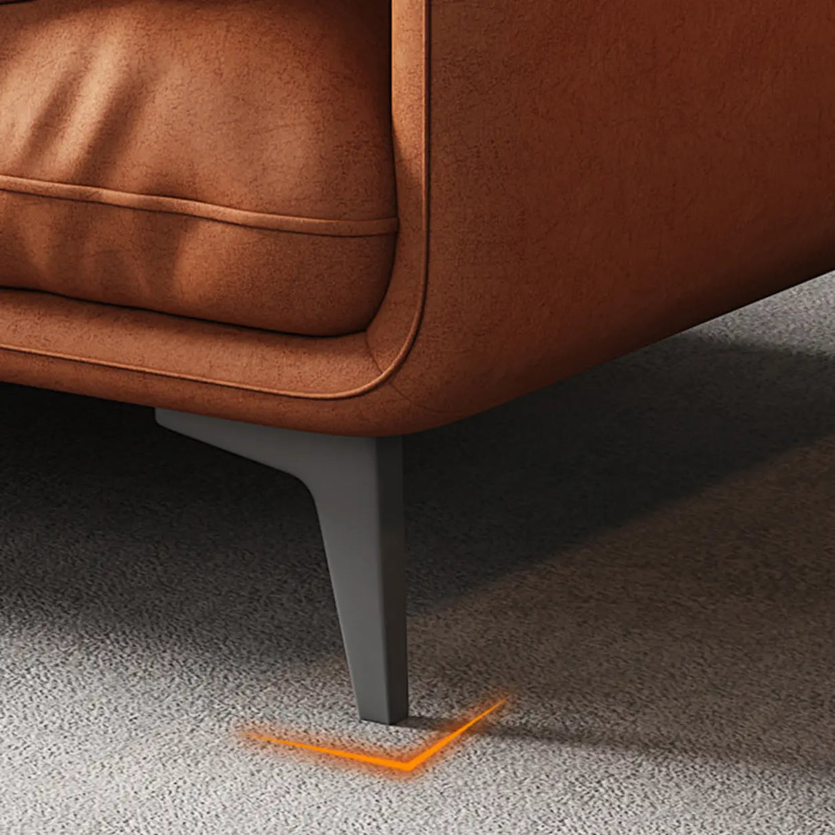 Orange Loose Back Pillow Top Arm Latex Fill Sofa Image - 8