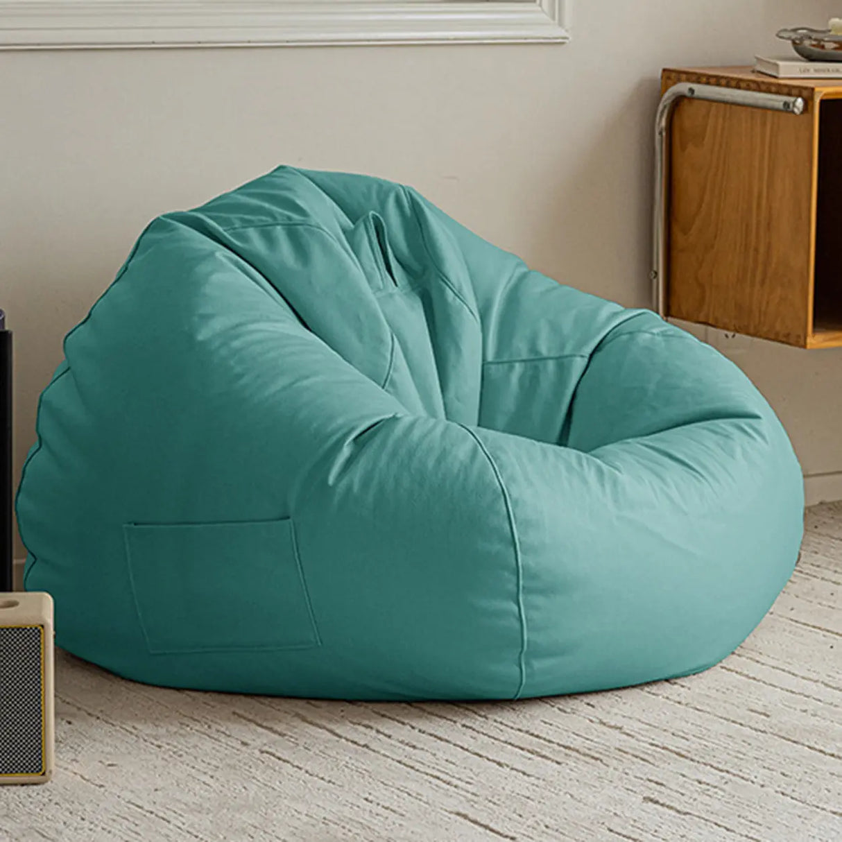 Orange Medium Solid Color Bean Bag Chair with Storage Image - 2