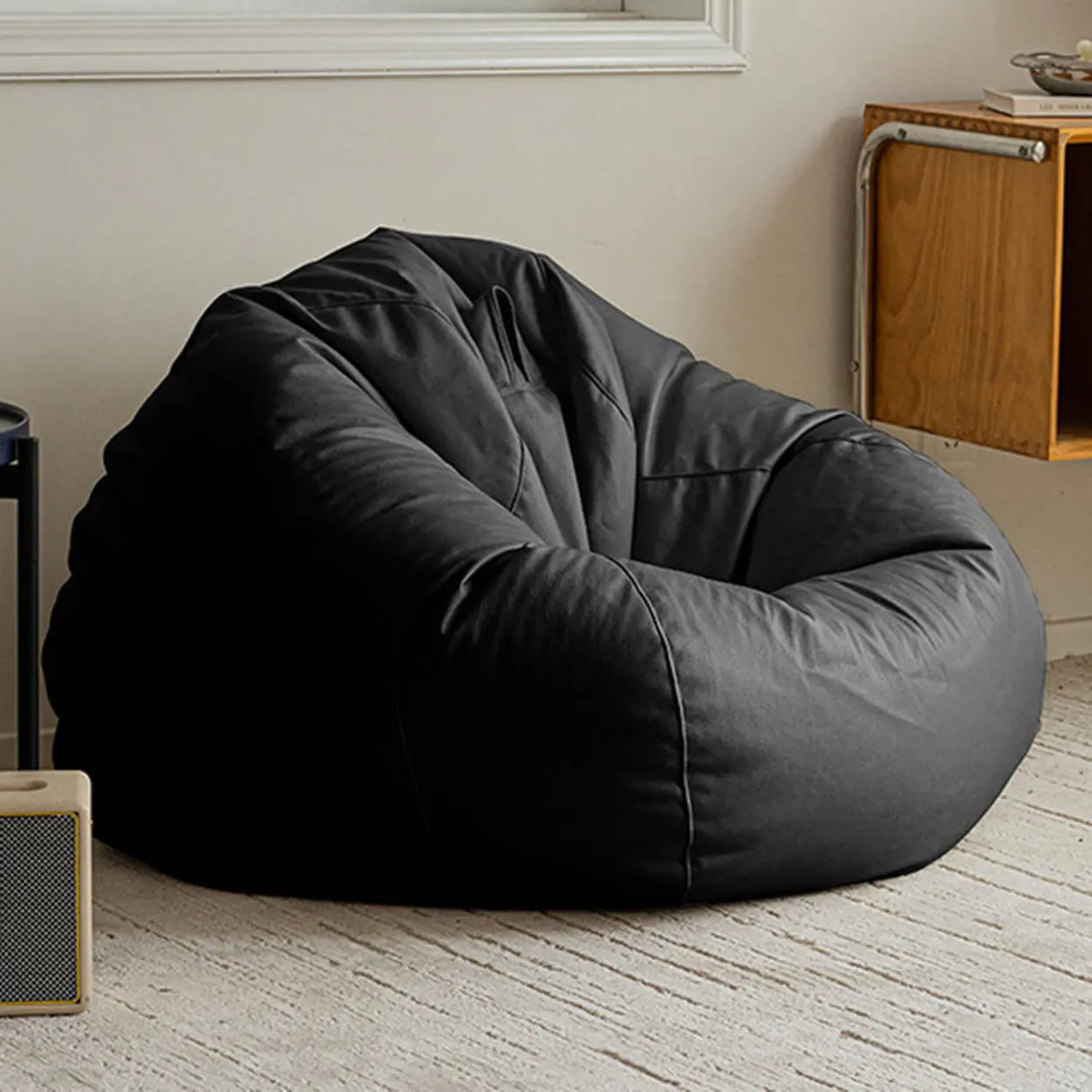 Orange Medium Solid Color Bean Bag Chair with Storage Image - 4