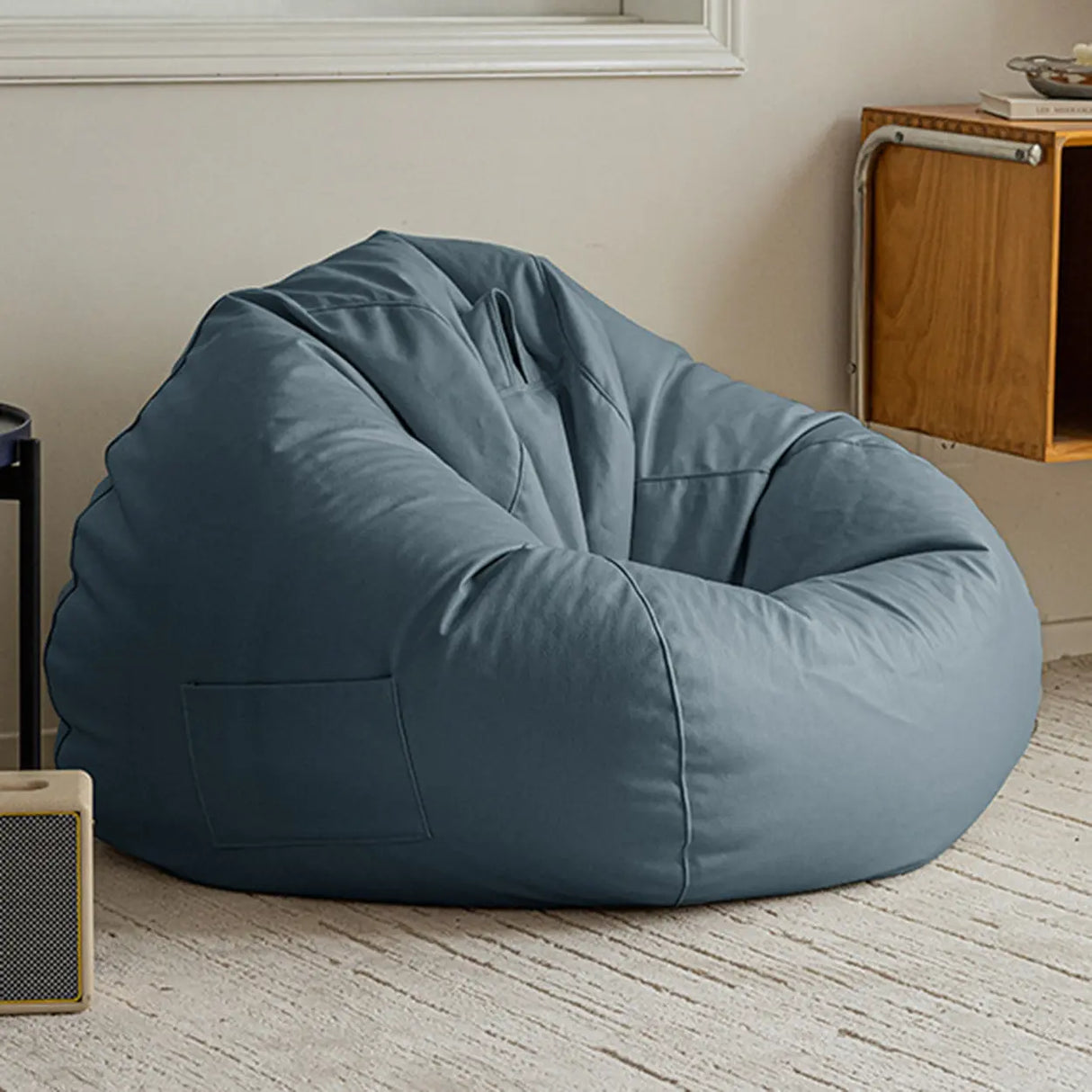 Orange Medium Solid Color Bean Bag Chair with Storage Image - 6