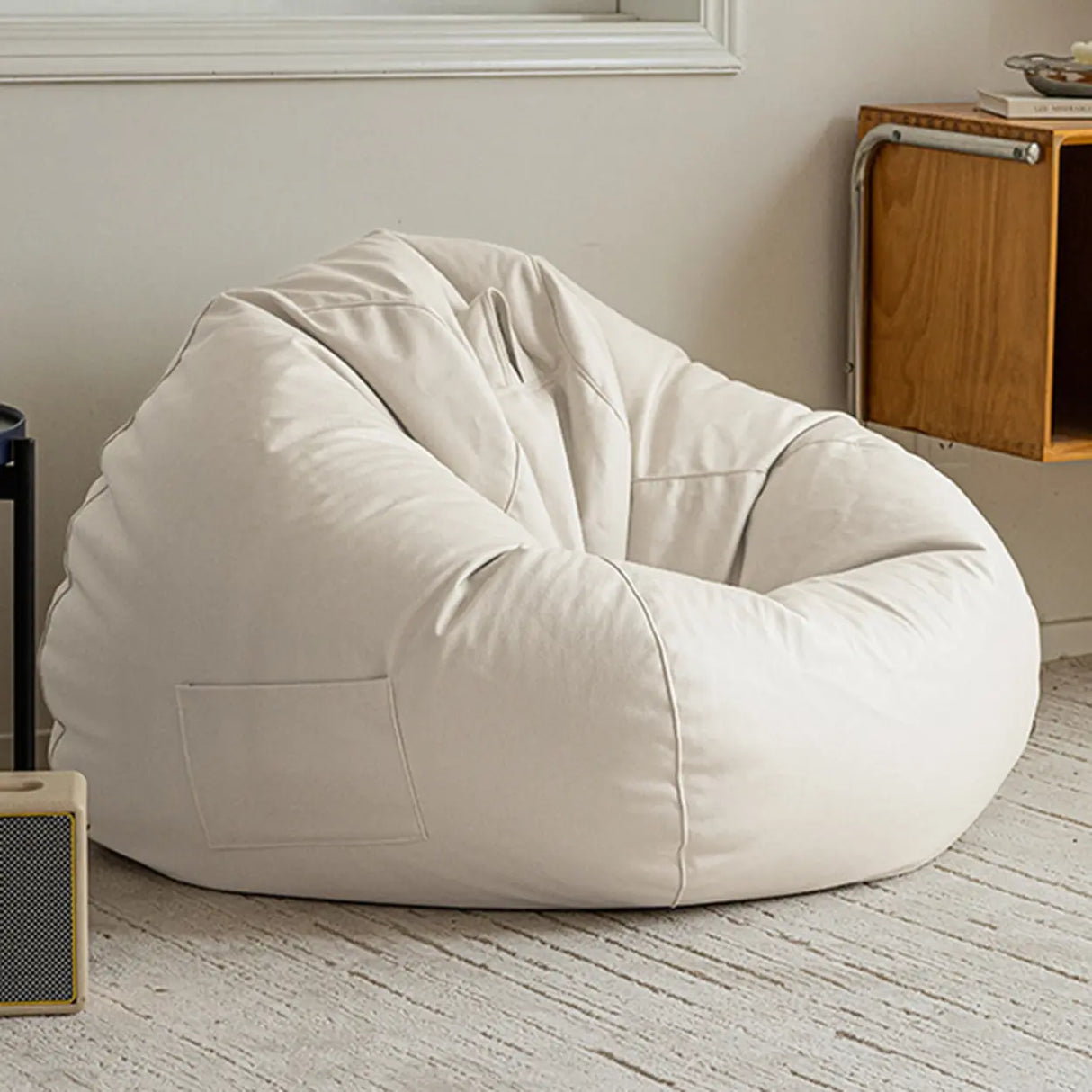 Orange Medium Solid Color Bean Bag Chair with Storage Image - 7