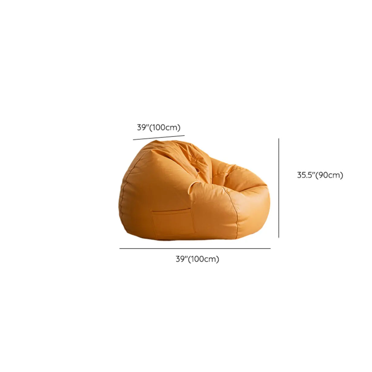 Orange Medium Solid Color Bean Bag Chair with Storage 