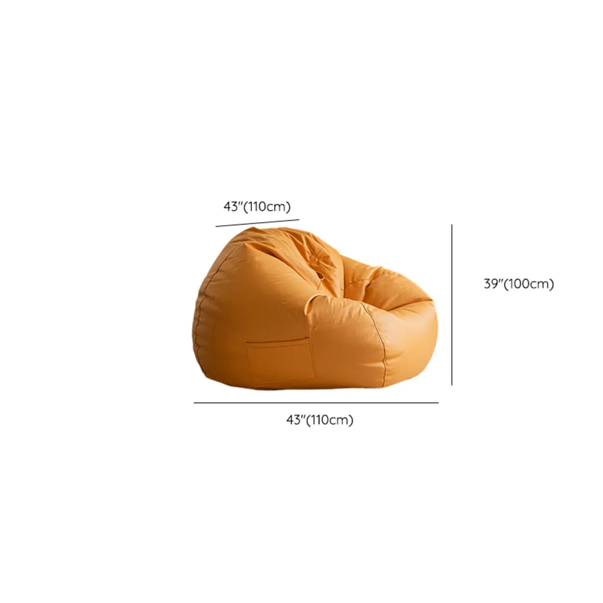 Orange Medium Solid Color Bean Bag Chair with Storage Image - 9