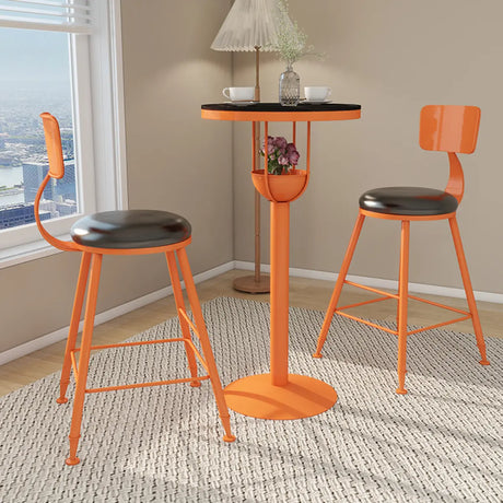 Orange Orbicular Round Metal Medium Bar Table with Shelf Image - 1