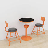 Orange Orbicular Round Metal Medium Bar Table with Shelf Image - 10