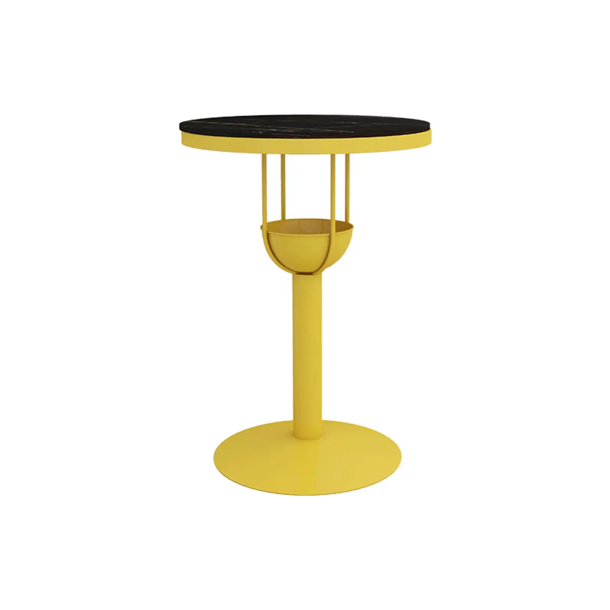 Orange Orbicular Round Metal Medium Bar Table with Shelf Image - 11