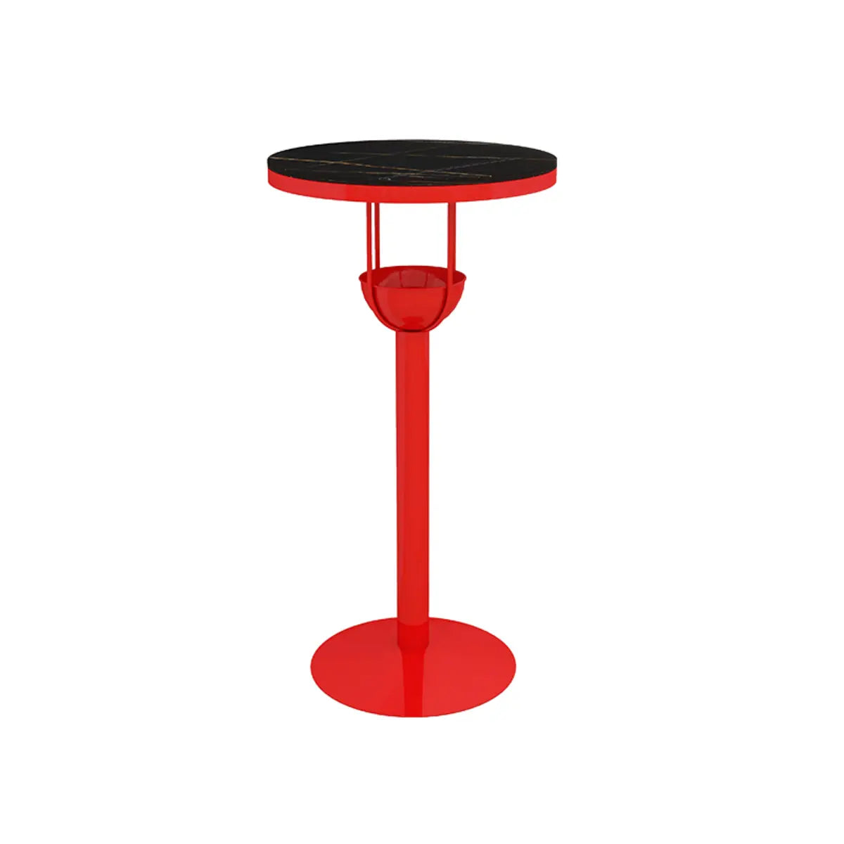 Orange Orbicular Round Metal Medium Bar Table with Shelf Image - 13