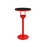 Orange Orbicular Round Metal Medium Bar Table with Shelf Image - 13