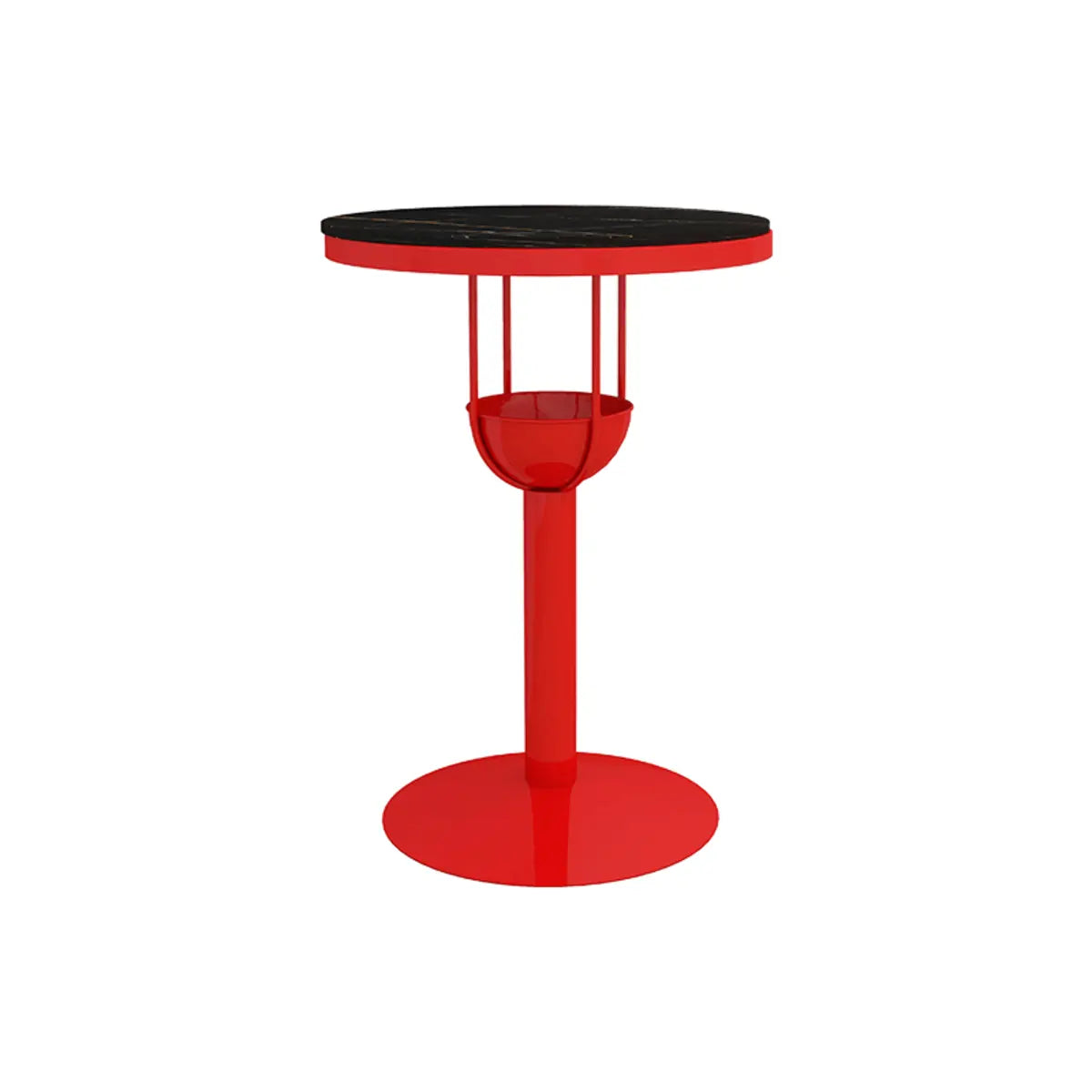 Orange Orbicular Round Metal Medium Bar Table with Shelf Image - 15