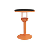 Orange Orbicular Round Metal Medium Bar Table with Shelf Image - 2