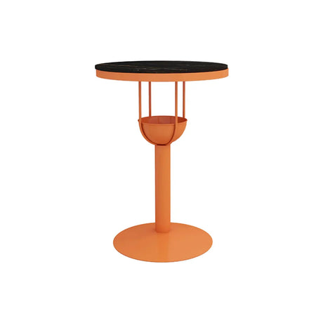 Orange Orbicular Round Metal Medium Bar Table with Shelf Image - 2