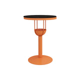 Orange Orbicular Round Metal Medium Bar Table with Shelf Image - 2