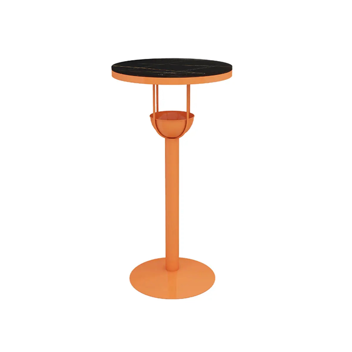 Orange Orbicular Round Metal Medium Bar Table with Shelf Image - 3