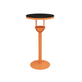 Orange Orbicular Round Metal Medium Bar Table with Shelf Image - 3