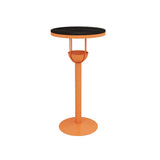 Orange Orbicular Round Metal Medium Bar Table with Shelf Image - 3