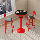 Orange Orbicular Round Metal Medium Bar Table with Shelf Image - 4