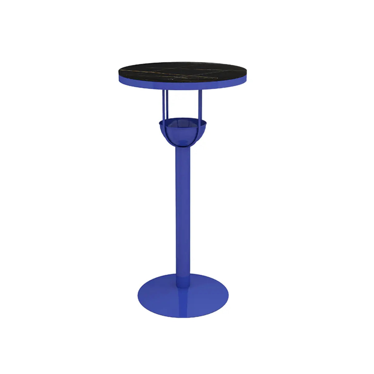 Orange Orbicular Round Metal Medium Bar Table with Shelf Image - 5