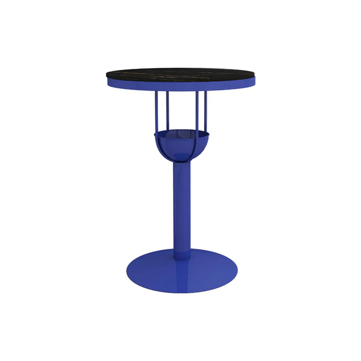 Orange Orbicular Round Metal Medium Bar Table with Shelf Image - 7
