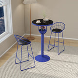 Orange Orbicular Round Metal Medium Bar Table with Shelf Image - 8