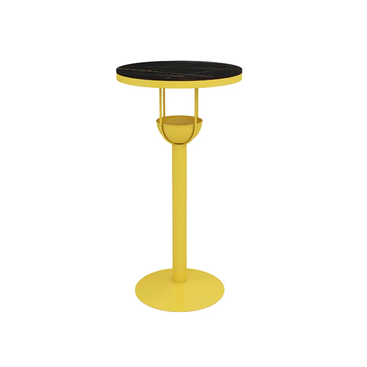 Orange Orbicular Round Metal Medium Bar Table with Shelf Image - 9