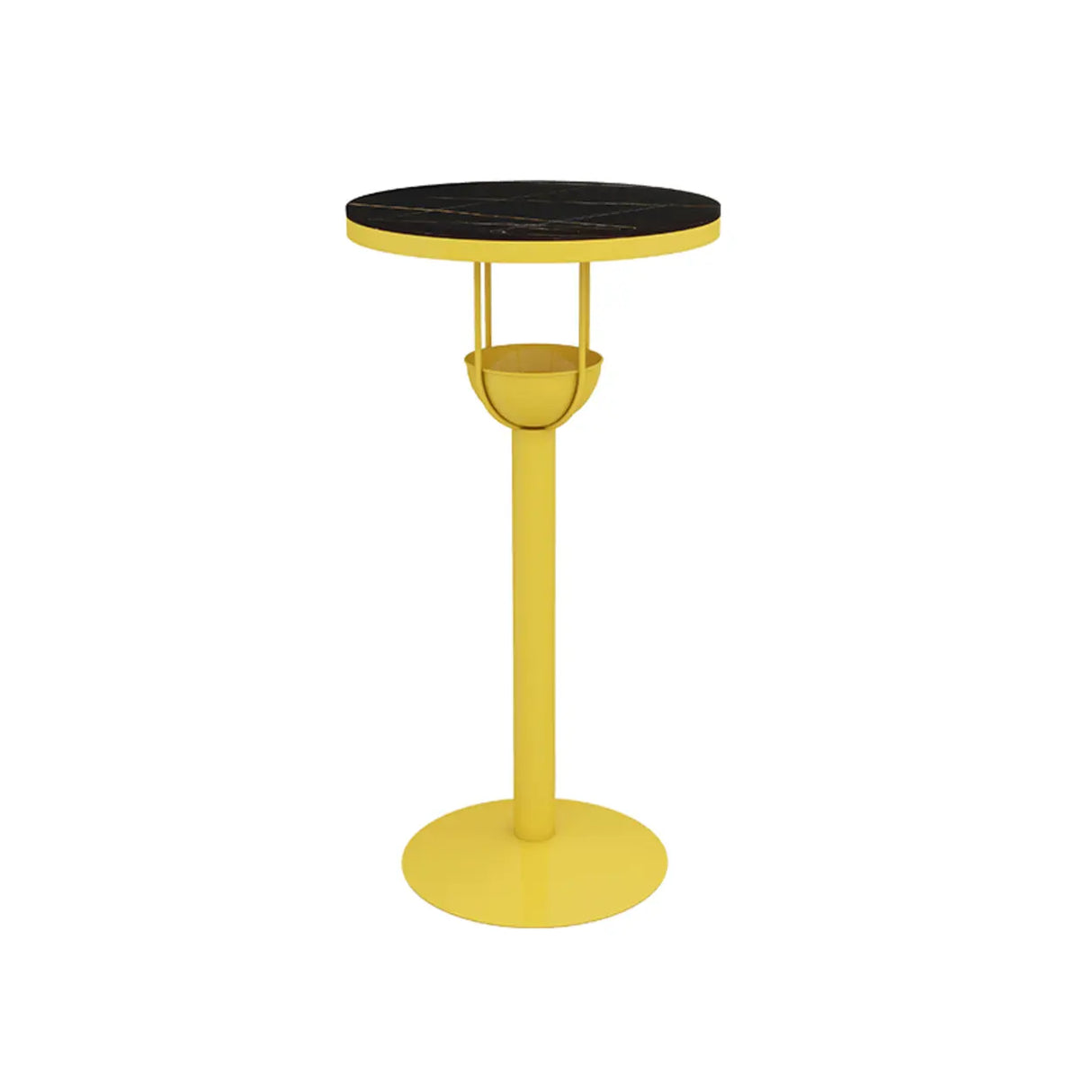 Orange Orbicular Round Metal Medium Bar Table with Shelf Image - 9
