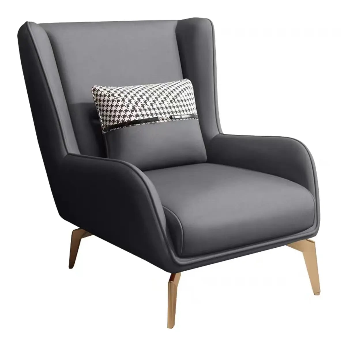 Orange Pillow Back Four Legs Accent Chair with Footrest Image - 18
