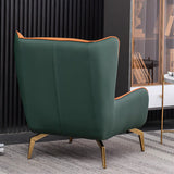 Orange Pillow Back Four Legs Accent Chair with Footrest Image - 21