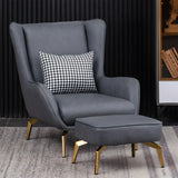 Orange Pillow Back Four Legs Accent Chair with Footrest Image - 24