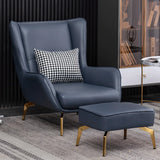 Orange Pillow Back Four Legs Accent Chair with Footrest Image - 33