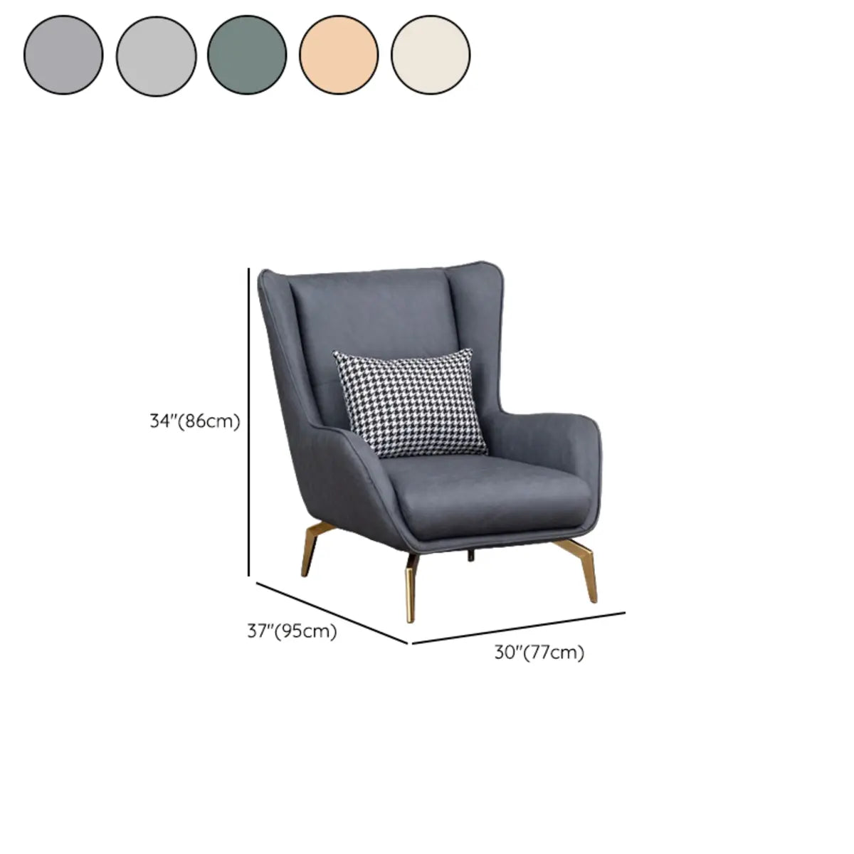 Orange Pillow Back Four Legs Accent Chair with Footrest 