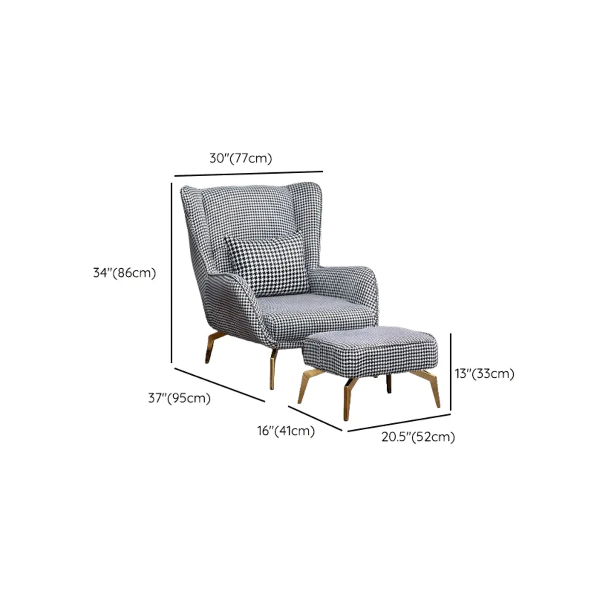 Orange Pillow Back Four Legs Accent Chair with Footrest Image - 42