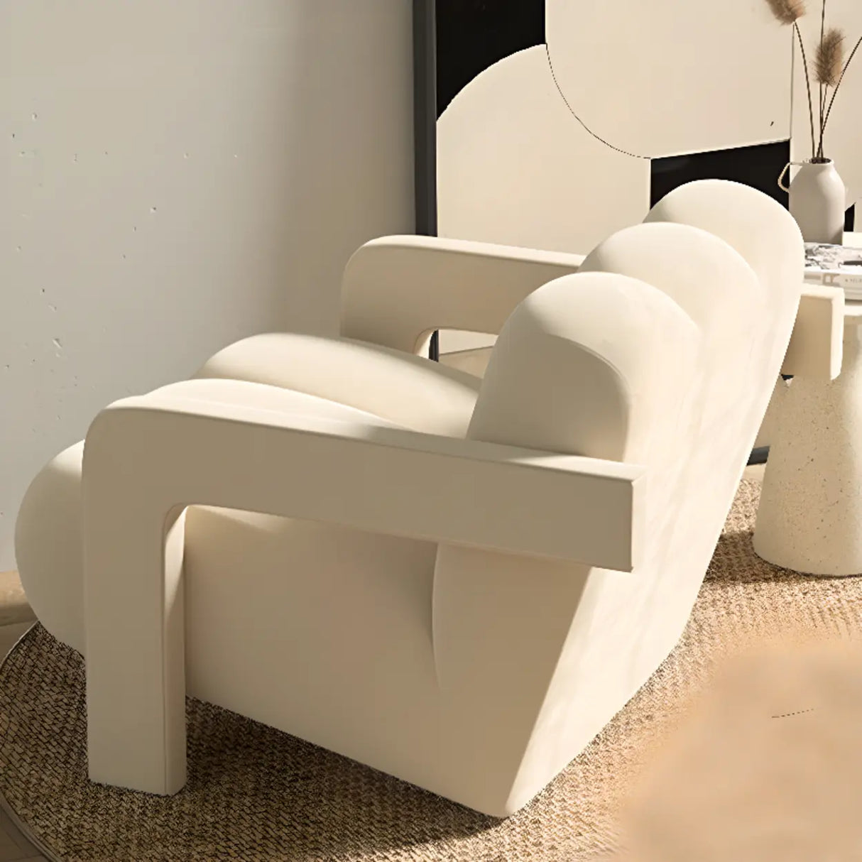Orange Reclining Frosted Velvet Fixed Back Lounge Chair Image - 10