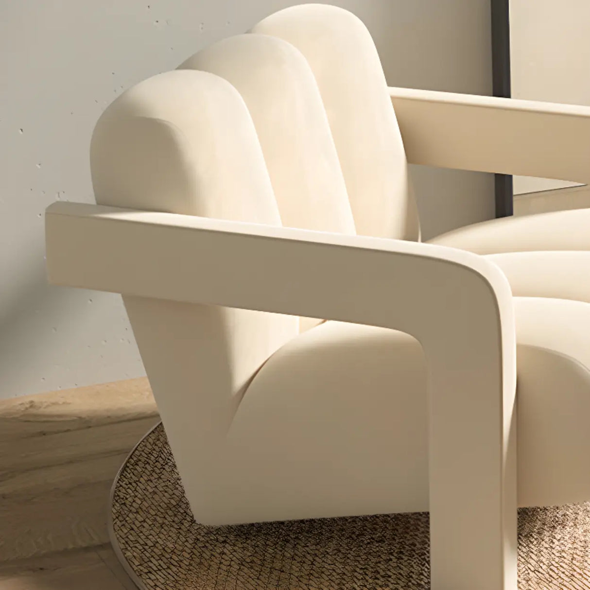 Orange Reclining Frosted Velvet Fixed Back Lounge Chair Image - 12