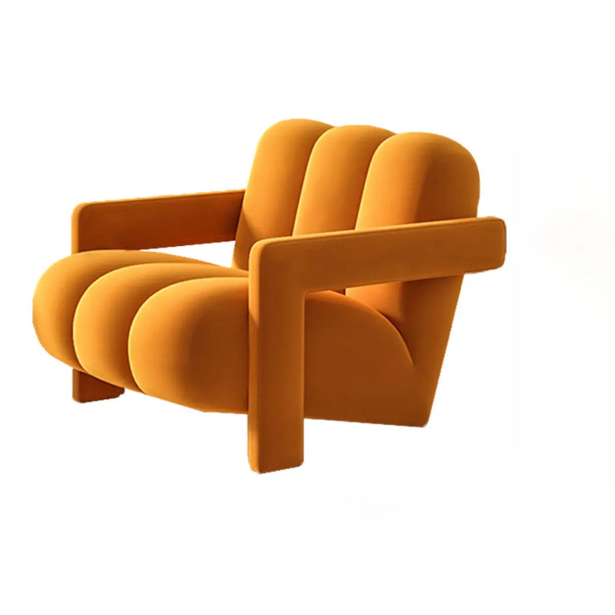Orange Reclining Frosted Velvet Fixed Back Lounge Chair Image - 15