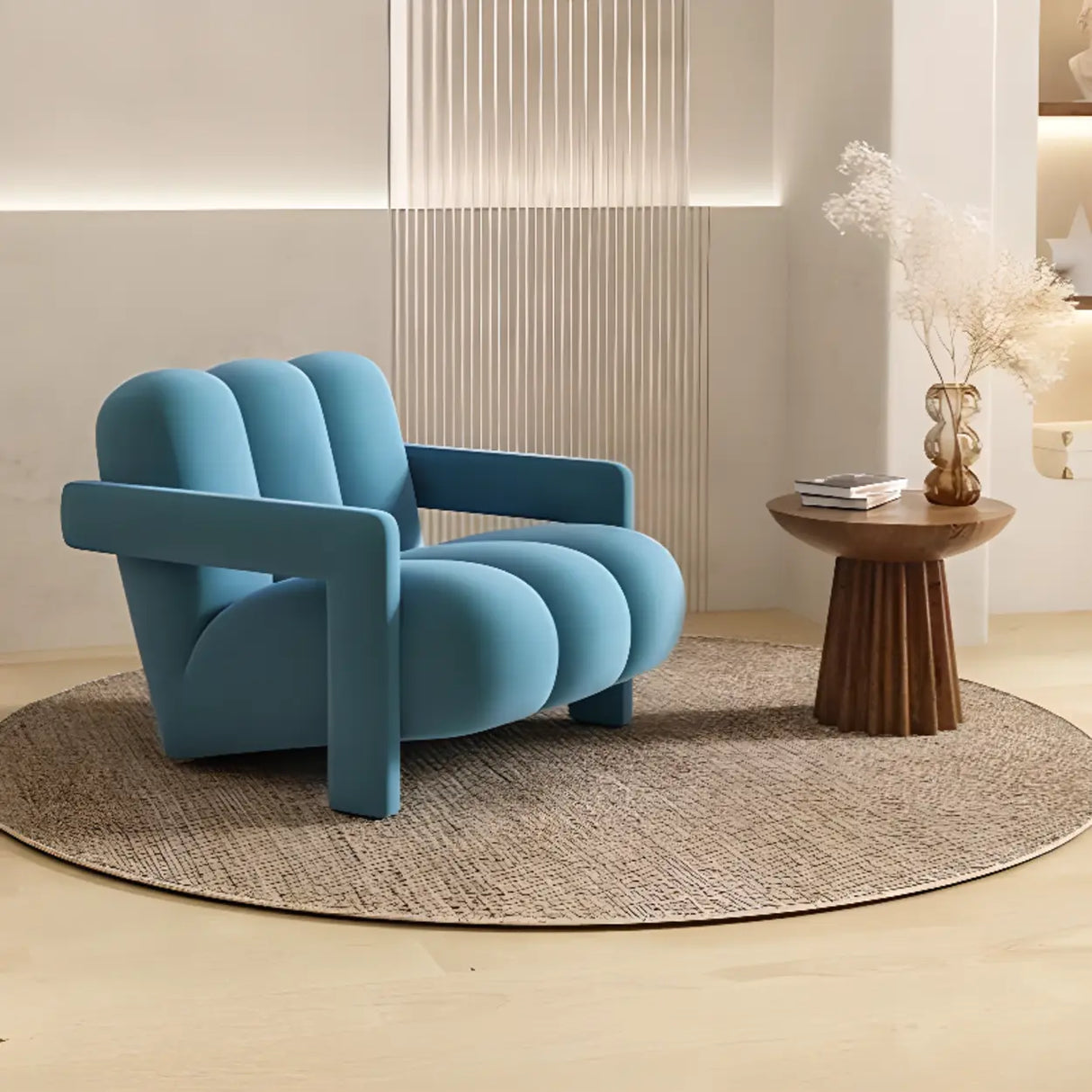 Orange Reclining Frosted Velvet Fixed Back Lounge Chair Image - 4
