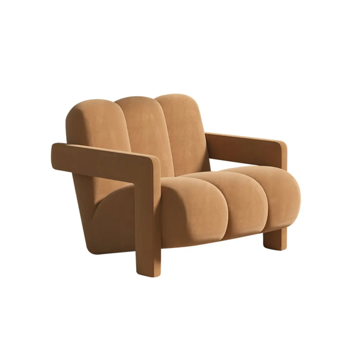 Orange Reclining Frosted Velvet Fixed Back Lounge Chair Image - 5