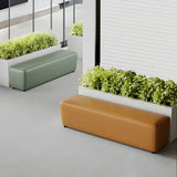 Orange Rectangle Faux Leather Wood Frame Armless Settee Image - 1