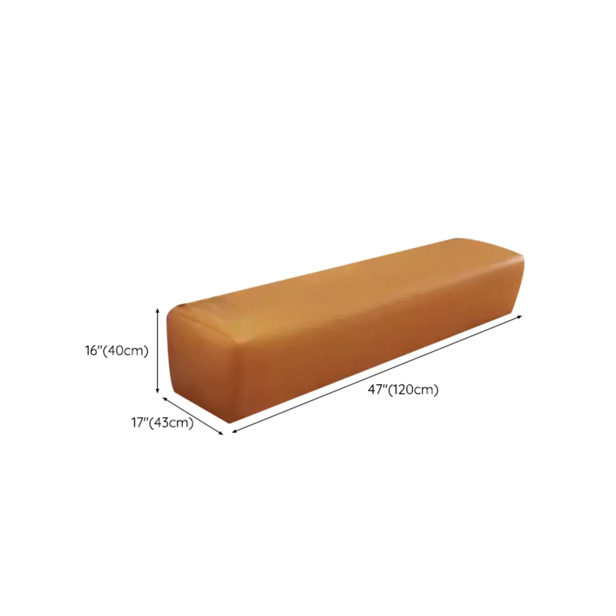 Orange Rectangle Faux Leather Wood Frame Armless Settee Image - 12