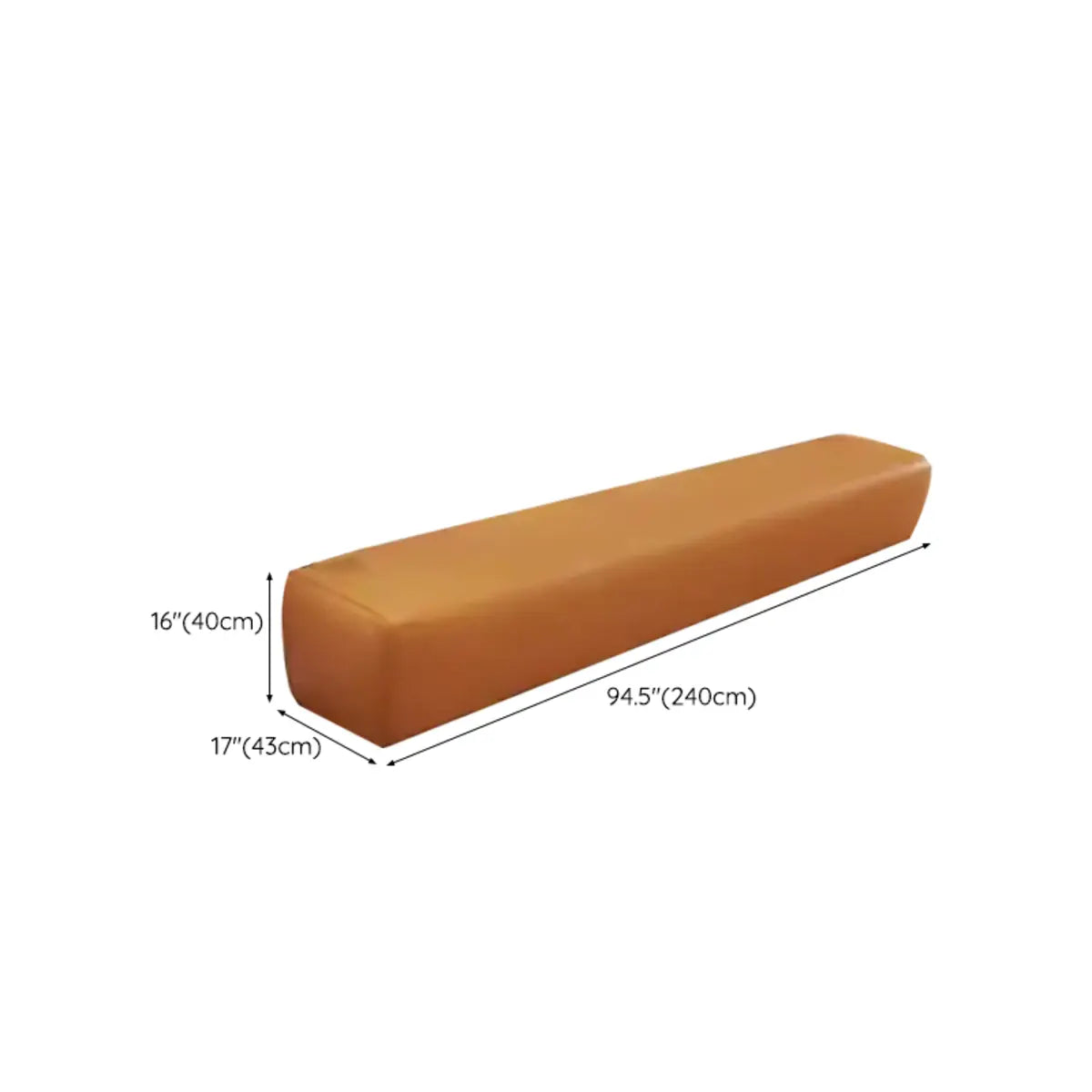 Orange Rectangle Faux Leather Wood Frame Armless Settee Image - 15