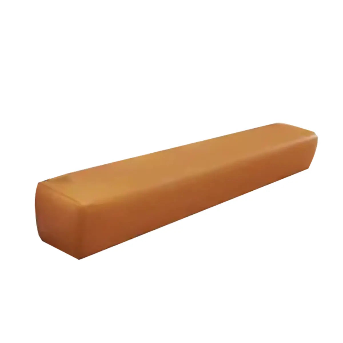 Orange Rectangle Faux Leather Wood Frame Armless Settee Image - 3