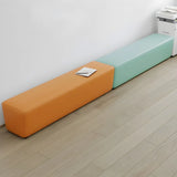 Orange Rectangle Faux Leather Wood Frame Armless Settee Image - 4