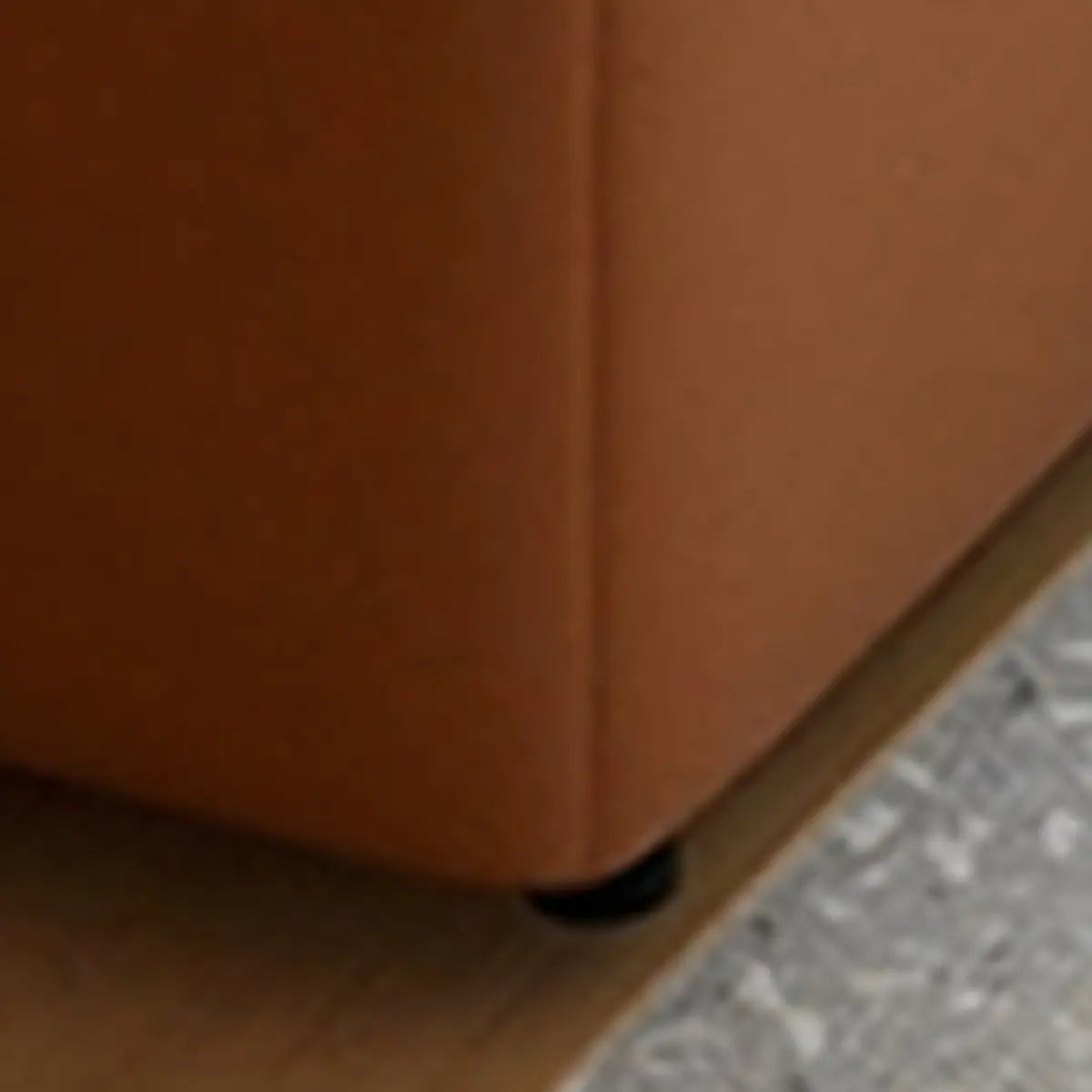 Orange Rectangle Faux Leather Wood Frame Armless Settee Image - 6