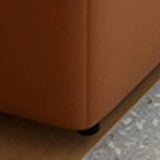 Orange Rectangle Faux Leather Wood Frame Armless Settee Image - 6