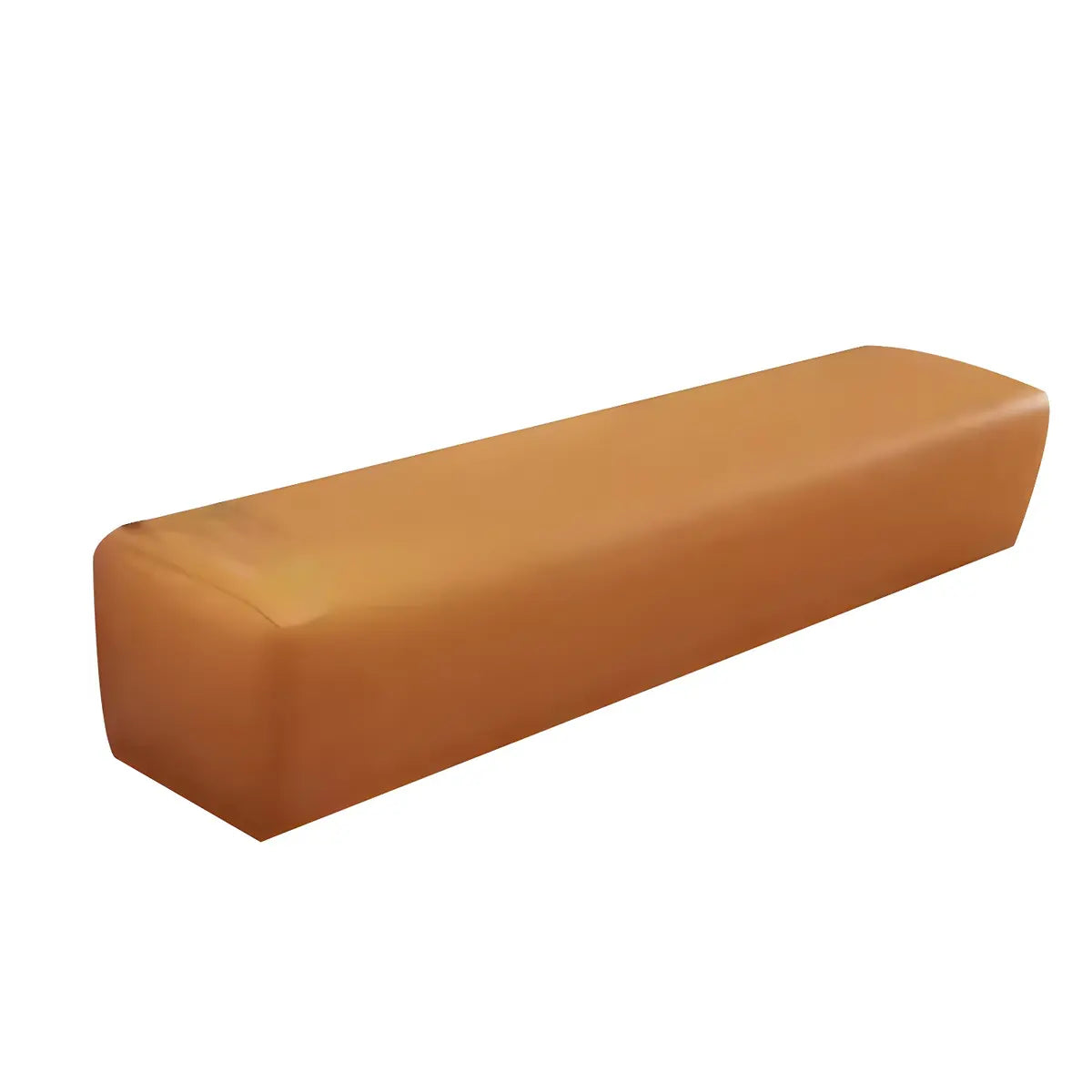 Orange Rectangle Faux Leather Wood Frame Armless Settee Image - 7