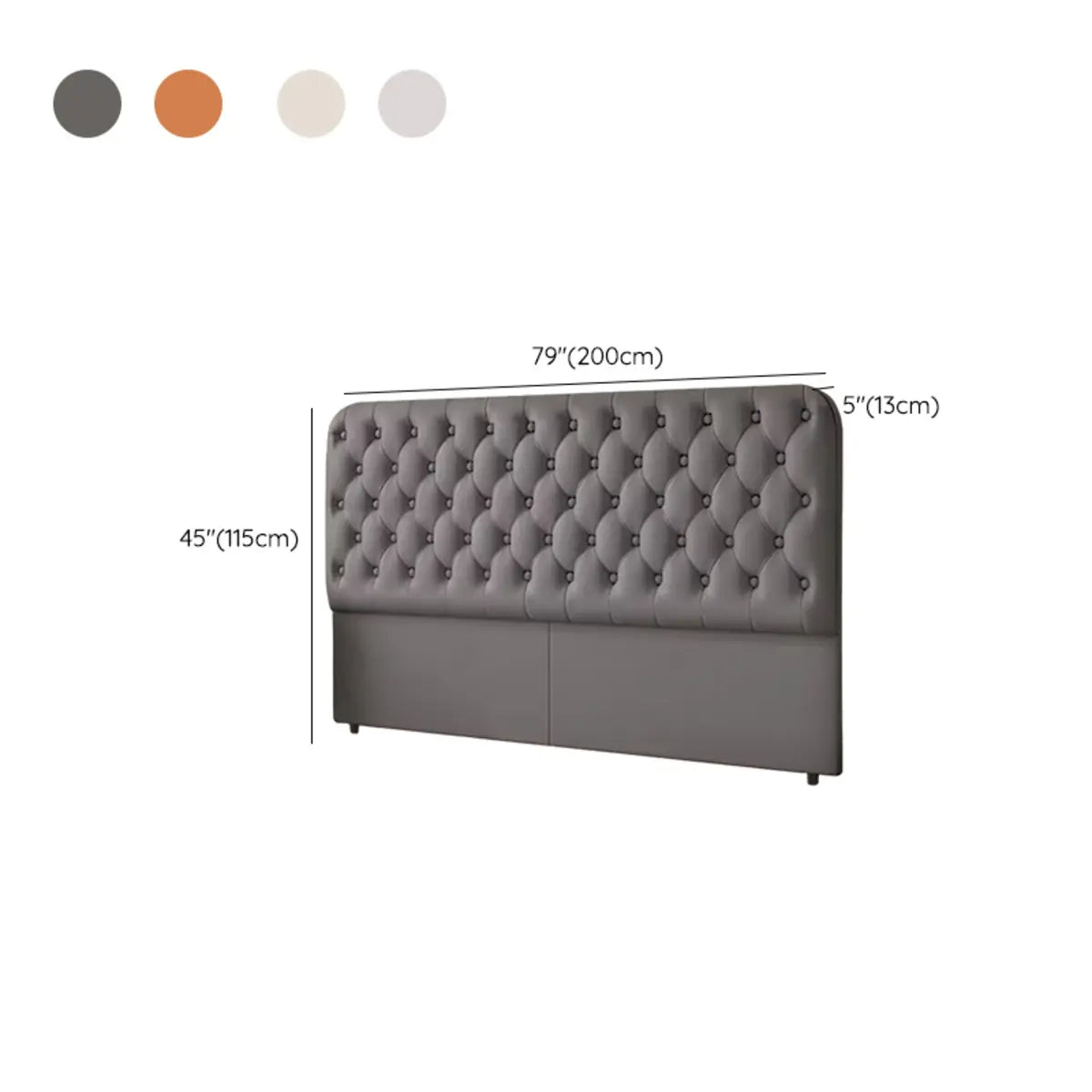 Orange Rectangular Tufted Upholstered Headboard Image - 15